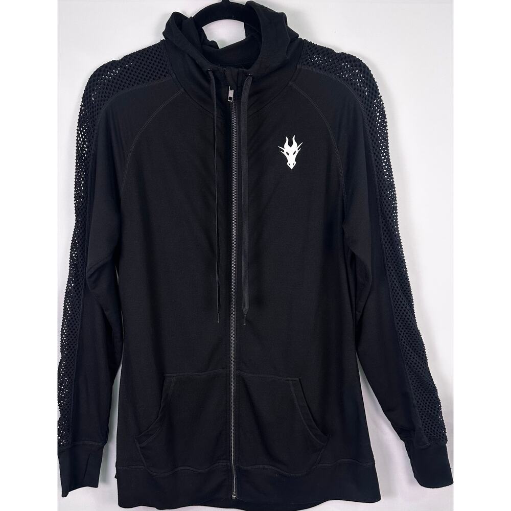 Disney Villains Maleficent Black Mesh Sleeve Zip Juniors Size 1 Active Jacket